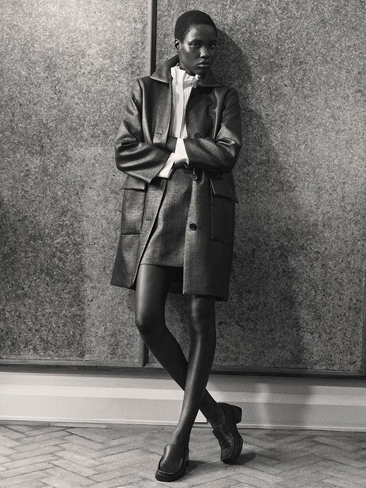 テクスチャード シングルブレストコート